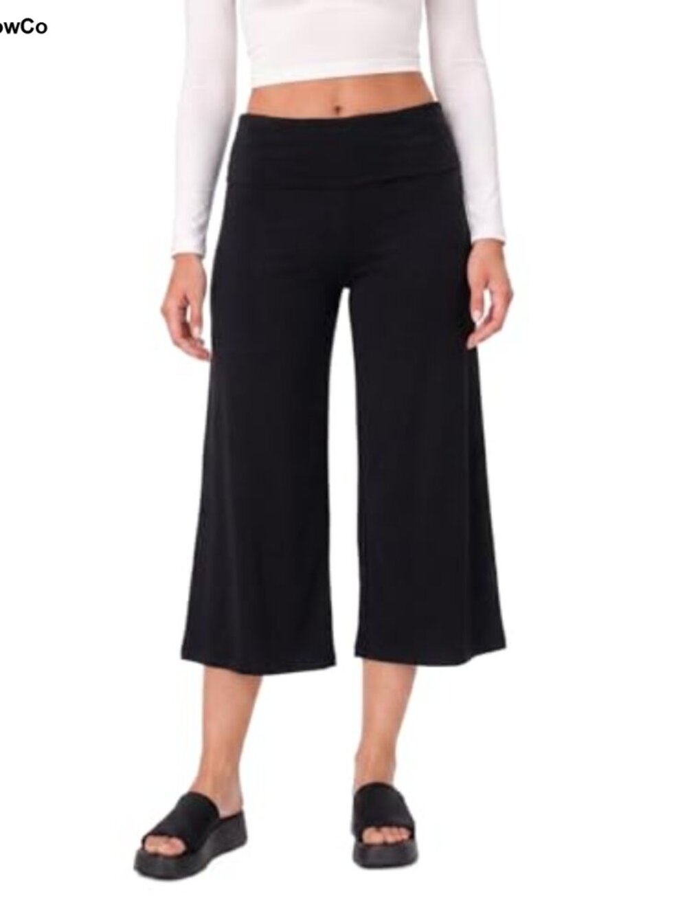 Capri Yoga Pants Fold Over Wide Leg Flowy Gaucho Lounge